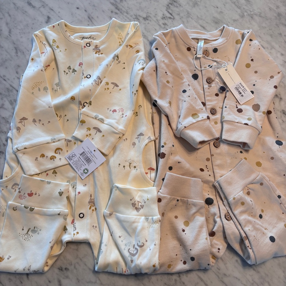 NWT Pehr and Rylee+Cru Rompers 6-12m